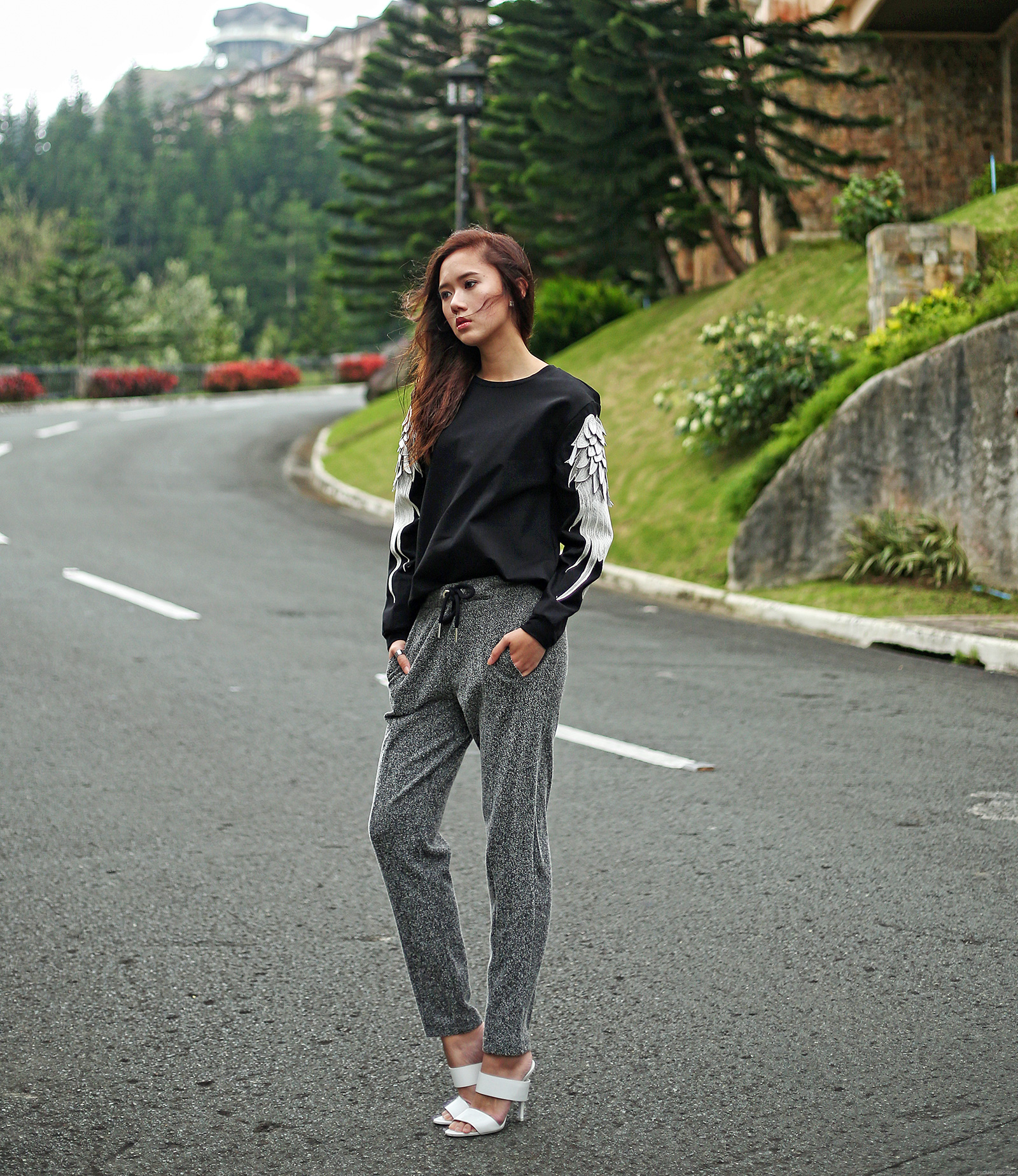 Ji Cheng Sweater, ZARA joggers, Alexander Wang heels | www.itscamilleco.com