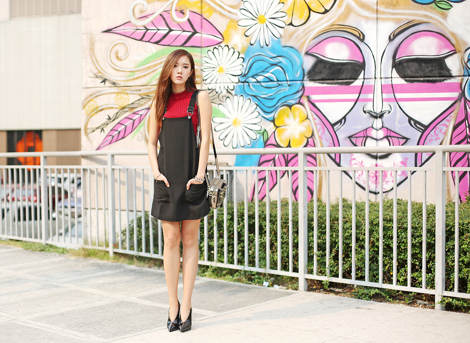F21 Jumper Dress, Style Moi Top, Etienne Aigner bag, Giuseppe Zanotti heels | www.itscamilleco.com